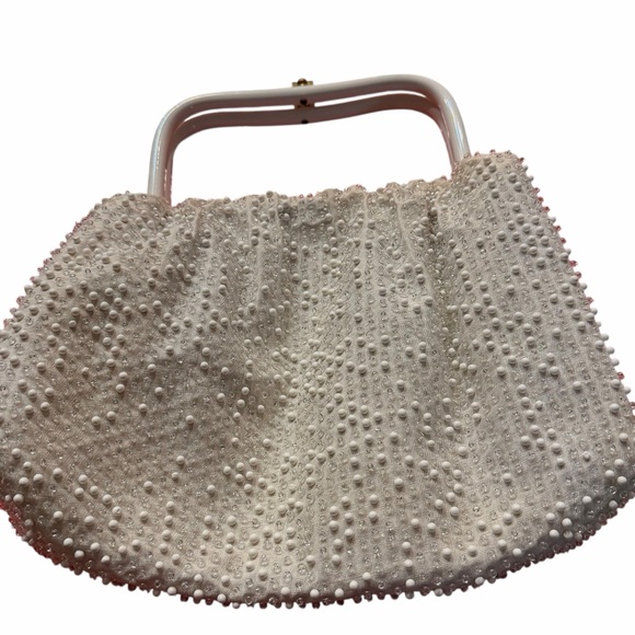 Colorful Beaded and White Reversible Women's Handbag - Picture 4 of 11